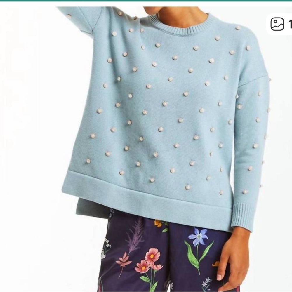 NWT Mestiza Teal Sweater with Stud Accents